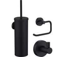 Набор аксессуаров из 3 предметов Wonzon & Woghand крючок, держатель для бумаги, ершик , черный WW-8100-BL