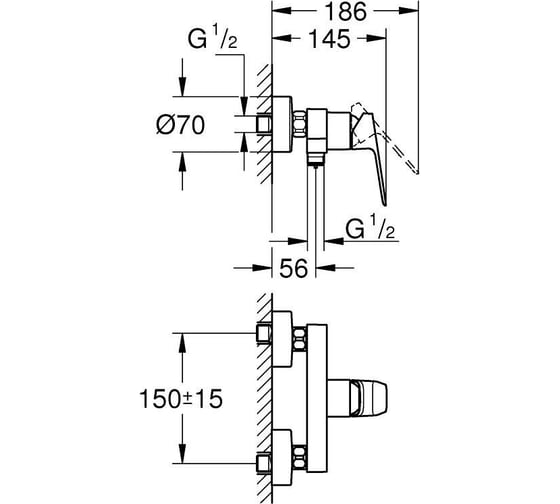 Смеситель для душа Grohe Cubeo, хром 1018240000