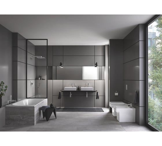 Набор Grohe: верхний душ Rainshower SmartActive Cube 310 и душевой кронштейн 400 мм, суперсталь 26479DC0