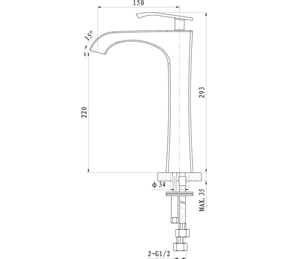 Смеситель для раковины высокий Wonzon & Woghand Triumph, хром WW-561104-CR