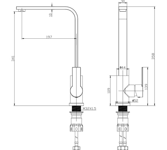 Смеситель для кухни Wonzon & Woghand брашированное золото WW-AE4550-BG
