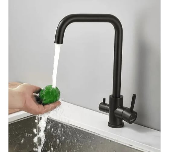 Смеситель для кухни Haiba с подключением фильтра воды, черный HB43829-7