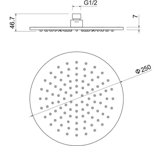 Круглый верхний душ AQUATEK AQ2077BG 250*7 мм, шлиф. золото 00000139834