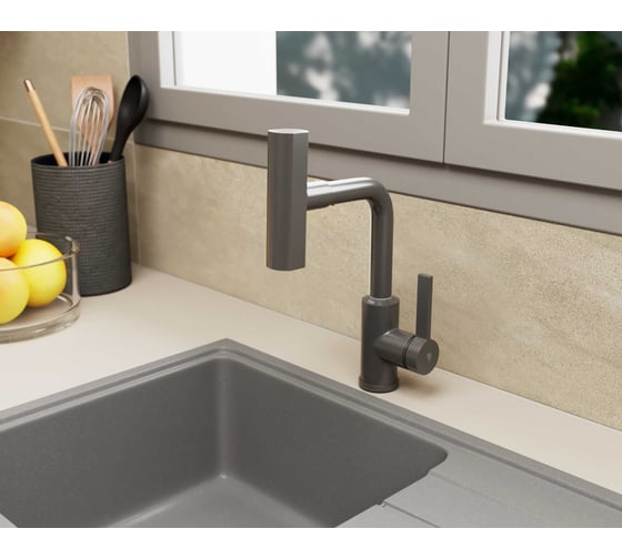 Смеситель для кухни с поворотной лейкой RUSH Tinos TI3732-17Grey
