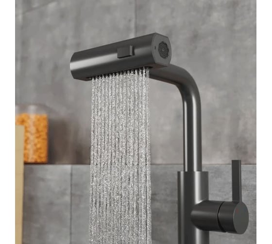 Смеситель для кухни с выдвижной лейкой RUSH Tinos TI3732-18Grey