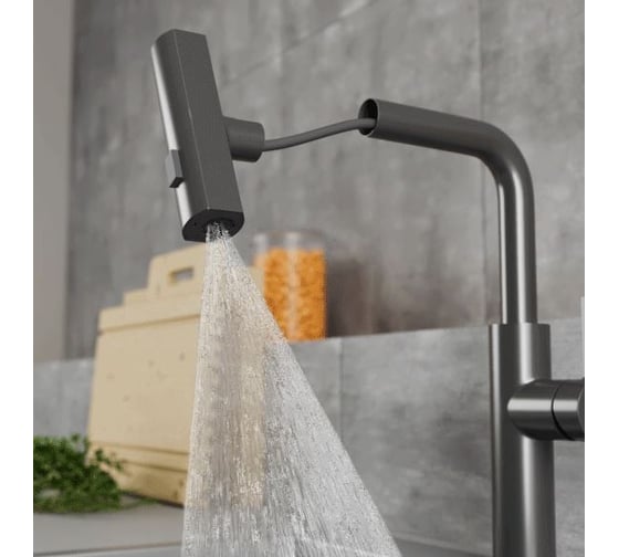 Смеситель для кухни с выдвижной лейкой RUSH Tinos TI3732-18Grey