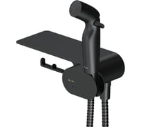 Гигиенический набор со смесителем для душа AM.PM Like Plus с полкой и держателем туалетной бумаги, матовый черный F02026B22