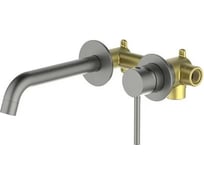 Смеситель для раковины настенный AQUATEK AQ1313BGM ЕВРОПА, 2 отверстия, внешняя и скрытая часть, шлиф. черный хром 00000139700