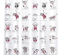 Штора для ванной текстильная + набор ковриков Tatkraft FUNNY CATS 18075