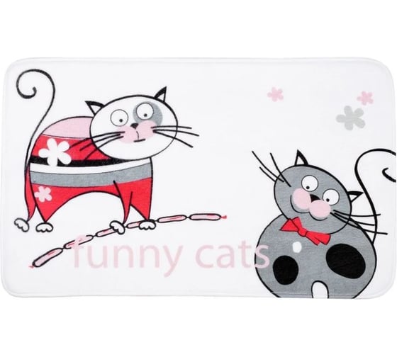 Штора для ванной текстильная + набор ковриков Tatkraft FUNNY CATS 18075