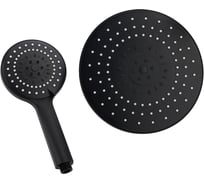 Набор леек для душа СоюзКран тропическая - 1 режим, d=22 cм, ручная - 5 режимов, d=12 cм, черный 582-063