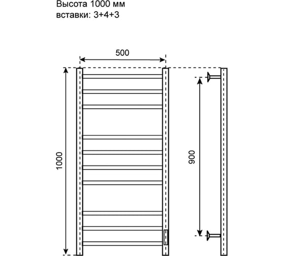 Полотенцесушитель электрический Primoclima Vita E Inox 100х50 10П PCVitaEInox100503.4.3
