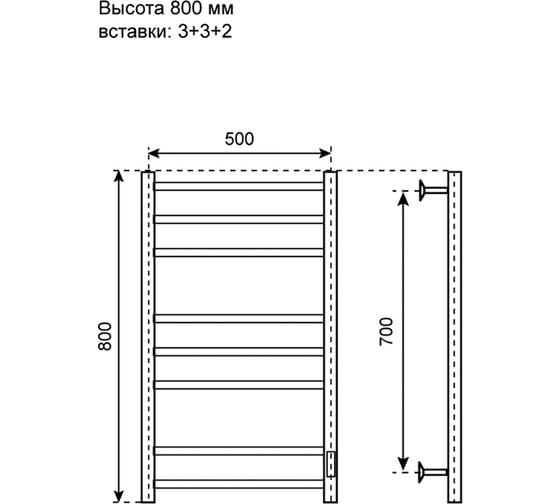 Полотенцесушитель электрический Primoclima Vita E Inox 80х50 8П PCVitaEInox80503.3.2