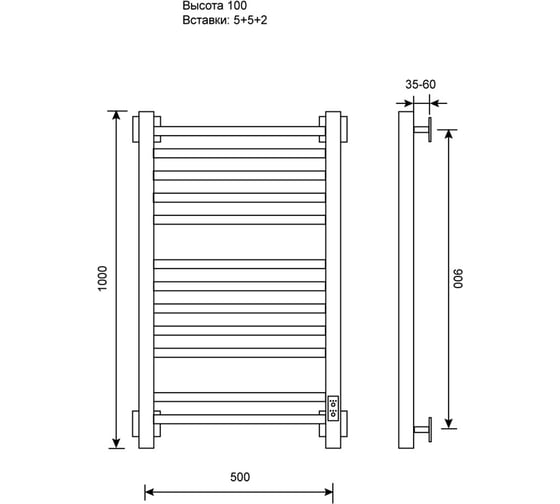 Полотенцесушитель электрический Primoclima Terra E Graphite 100х50 12П Terra E Graphite 100*50 5.5.2