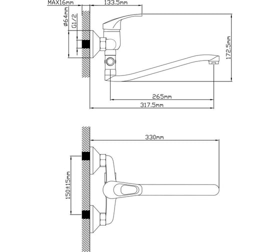 Смеситель для ванны AV Engineering D35, серия URS AVURS7-A120-221
