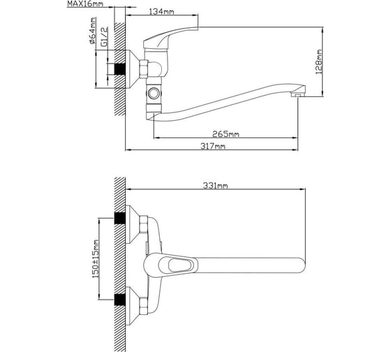 Смеситель для ванны AV Engineering D35, серия URS AVURS7-A120-222