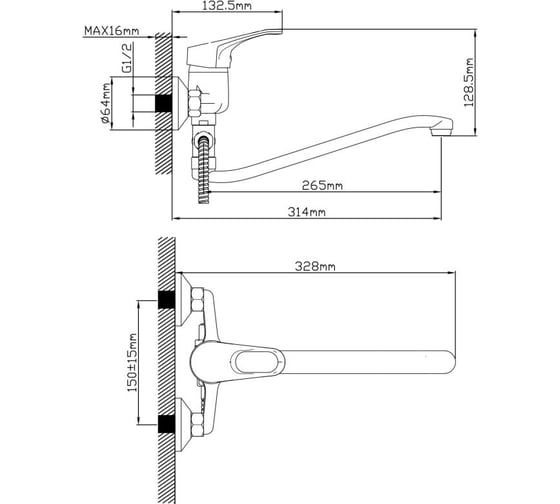 Смеситель для ванны AV Engineering D40, серия BAS AVBAS7-A294-421