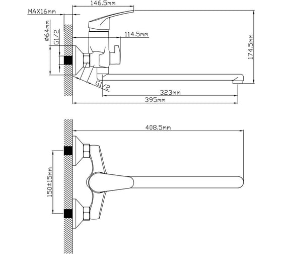 Смеситель для ванны AV Engineering D40, серия ROM AVROM7-A103-222