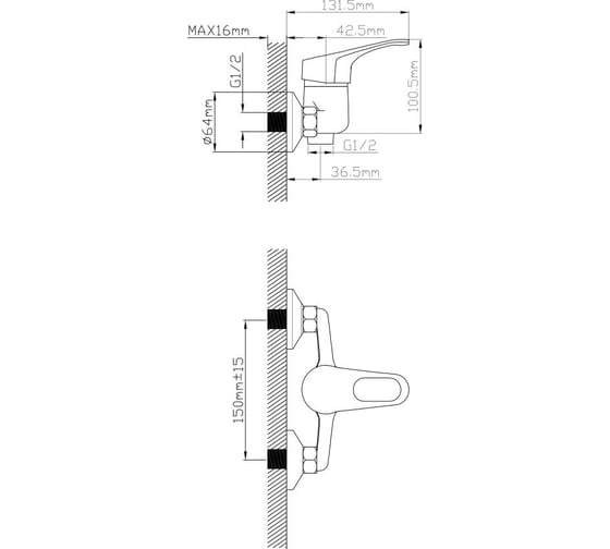 Смеситель для душа AV Engineering D40, серия BAS AVBAS5-A294-420