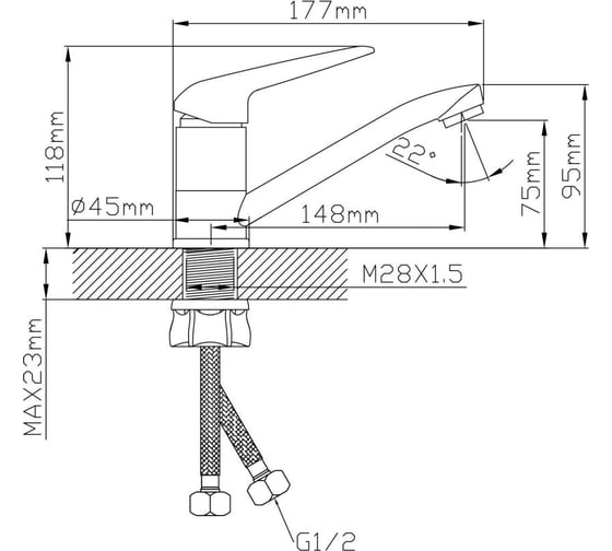Смеситель для кухни AV Engineering D35, серия POS AVPOS4-A173-148