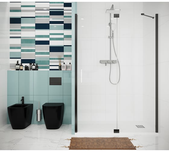 Распашная дверь Creto Tenta 1400 мм, прозрачная, EASY CLEAN, черный профиль 123-WTW-140-C-B-8 260092