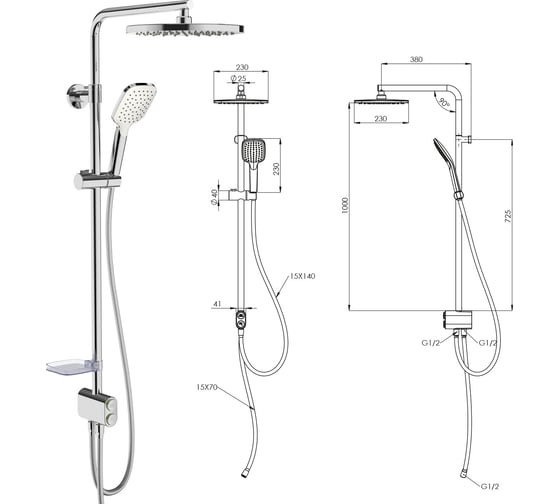 Душевая стойка TESKA Tena круглый душ DR2920C