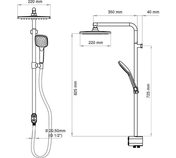 Душевая стойка TESKA Tena квадратный душ DR2820C