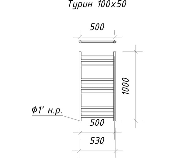 Водяной полотенцесушитель ARIANO Турин 100х53, черный матовый 10000032