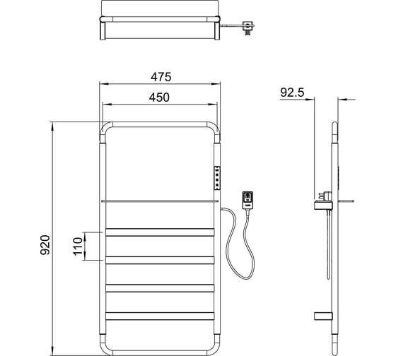 Полотенцесушитель электрический Wonzon & Woghand, черный матовый WW-A203-MB