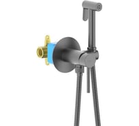 Комплект для гигиенического душа встроенный AQUATEK AQ1021BGM ЕВРОПА смеситель + гигиеническая лейка + шланг, шлиф. черный хром 00000139742