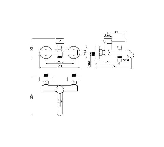 Смеситель для ванны AQUATEK AQ1340BG ЕВРОПА, шлиф. золото 00000139811