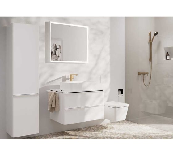 Смеситель для раковины Hansgrohe Tecturis E 240 Fine, однорычажный, CoolStart, с клапаном push-open, шлифованная бронза 73070140