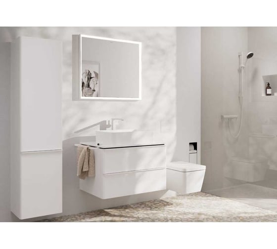 Смеситель для раковины Hansgrohe Tecturis E 240 Fine, однорычажный, CoolStart, с клапаном push-open, матовый белый 73070700