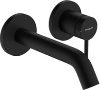 Смеситель для раковины однорычажный Hansgrohe Tecturis S для скрытого монтажа, настенный, с изливом 16.5 см, матовый черный 73350670