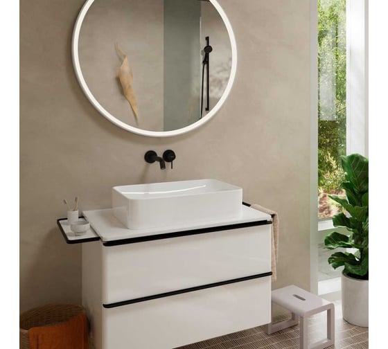 Смеситель для раковины однорычажный Hansgrohe Tecturis S для скрытого монтажа, настенный, с изливом 16.5 см, матовый черный 73350670