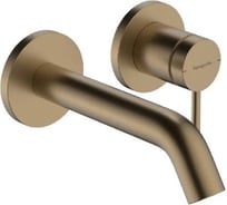 Смеситель для раковины однорычажный Hansgrohe Tecturis S для скрытого монтажа, настенный, с изливом 16.5 см, шлифованная бронза 73350140
