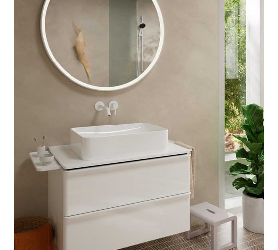 Смеситель для раковины Hansgrohe Tecturis S однорычажный, настенный, с изливом 22.5 см, матовый белый 73351700