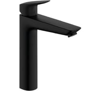 Смеситель для раковины Hansgrohe Logis 190 однорычажный, со сливным гарнитуром, матовый черный 71090670