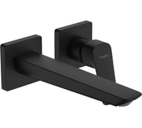 Смеситель для раковины Hansgrohe Logis Fine однорычажный, скрытый настенный монтаж, с изливом 20.5 см, матовый черный 71256670