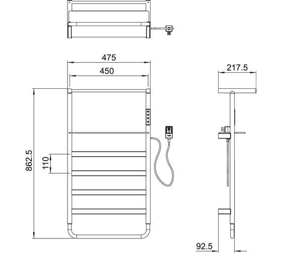 Электрический полотенцесушитель Wonzon & Woghand хром WW-A208-CR