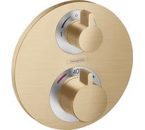 Термостат с запорным/переключающим вентилем Hansgrohe Ecostat S скрытого монтажа, шлифованная бронза 15758140