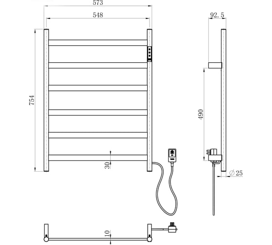 Электрический полотенцесушитель Wonzon & Woghand черный матовый WW-A405-MB