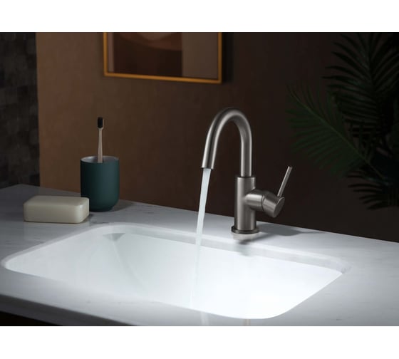 Смеситель для раковины Aquatek AQ1307BGM ЕВРОПА, без донного клапана, шлиф. черный хром 00000139699