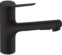 Кухонный смеситель однорычажный Hansgrohe Zesis M33 150 с вытяжным душем 2jet, sBox lite, матовый черный 74803670