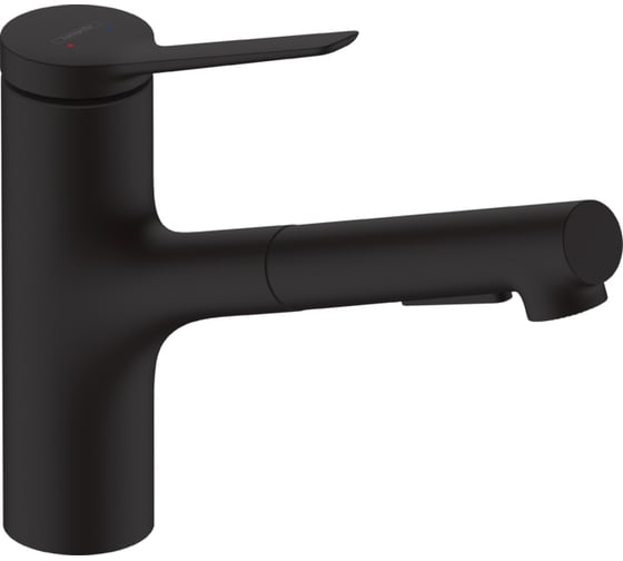 Кухонный смеситель однорычажный Hansgrohe Zesis M33 150 с вытяжным душем 2jet, sBox lite, матовый черный 74803670 1