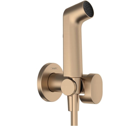 Гигиенический душ со смесителем Hansgrohe 1jet S EcoSmart+ с душевым держателем и шлангом 125 см, шлифованная бронза 29232140
