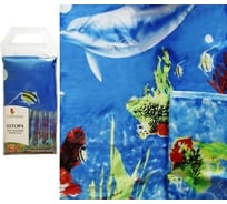 Штора для ванной EUROHOUSE Подводный мир с кольцами, 180х180 см., тип плетения нитей сатин 4251