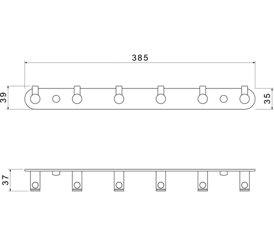Планка с 6 крючками Aquatek AQ4124BGM ЕВРОПА, шлиф. черный хром 00000139751