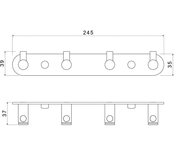 Планка с 4 крючками Aquatek AQ4123BGM ЕВРОПА, шлиф. черный хром 00000139750