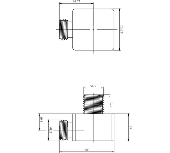 Водорозетка ALLEN BRAU 5.21A17-31 INFINITY 1/2, латунь, черный мат (296311) 00296311